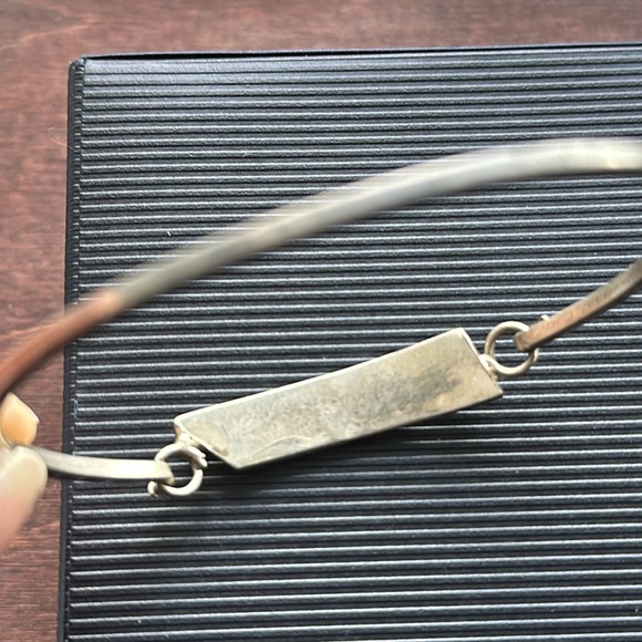 Vintage Handmade Silver(?) Mother Of Pearl Inlay Bangle - Picture 7 of 8